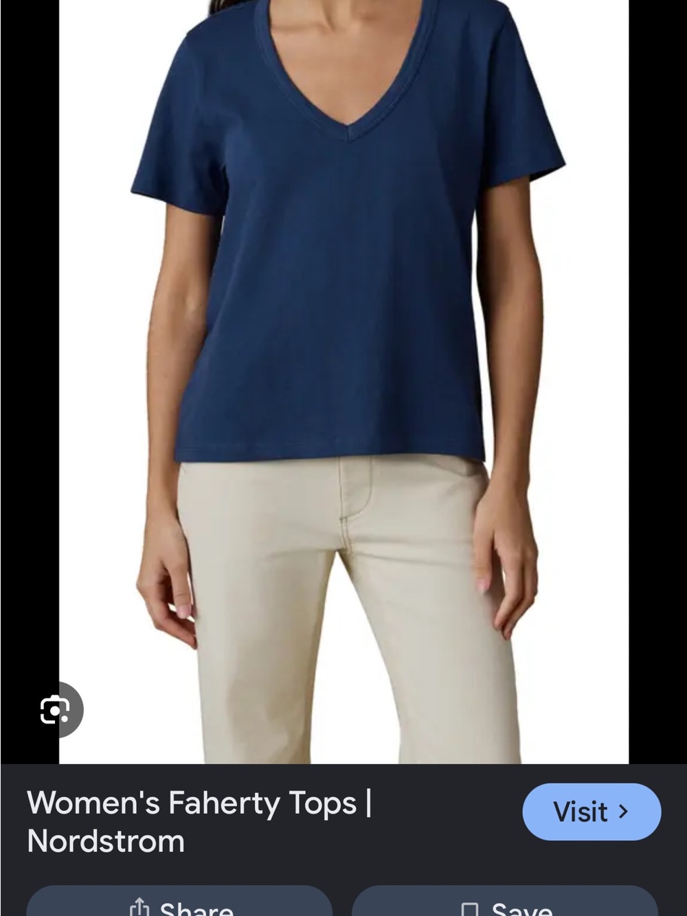 Faherty Women's Deep Navy V-Neck Short Sleeve Tee